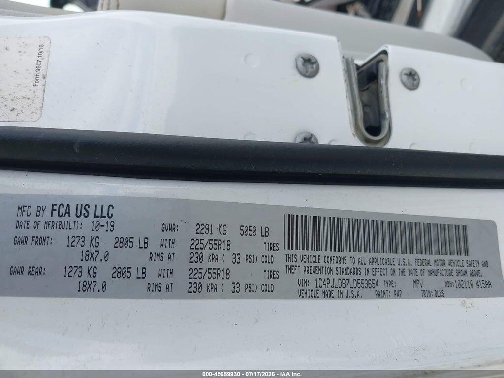 1C4PJLDB7LD553654 2020 JEEP CHEROKEE photo no. 9