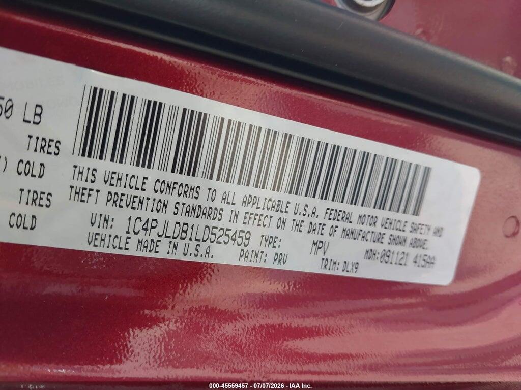 1C4PJLDB1LD525459 2020 JEEP CHEROKEE photo no. 9