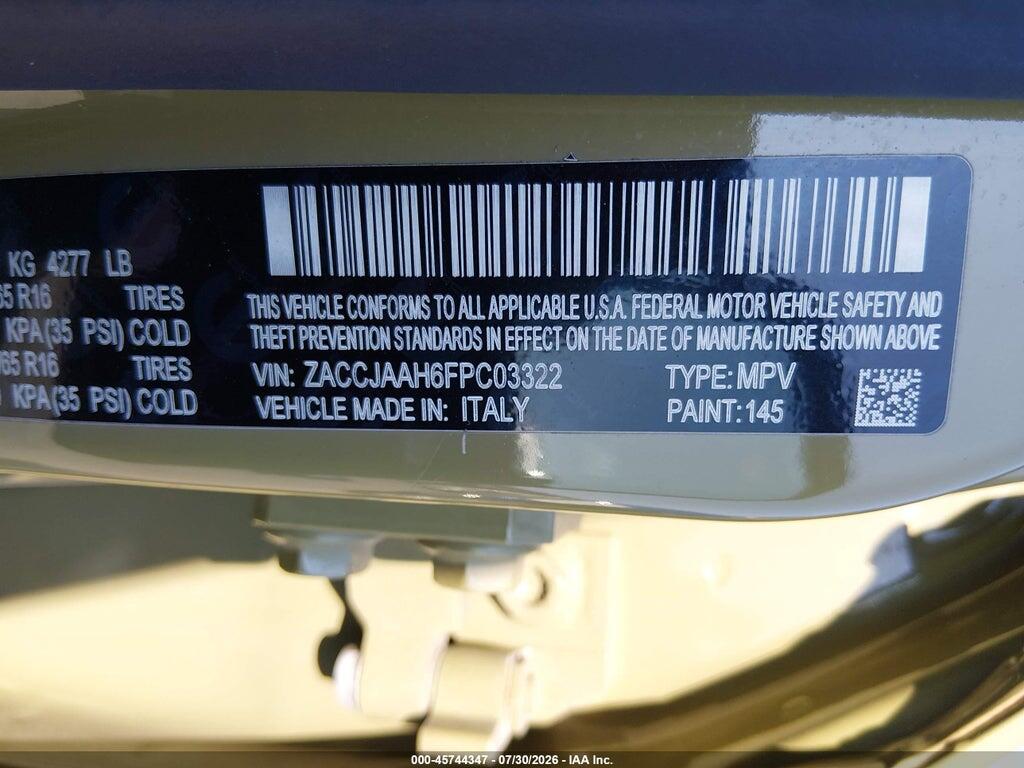 ZACCJAAH6FPC03322 2015 JEEP RENEGADE photo no. 9