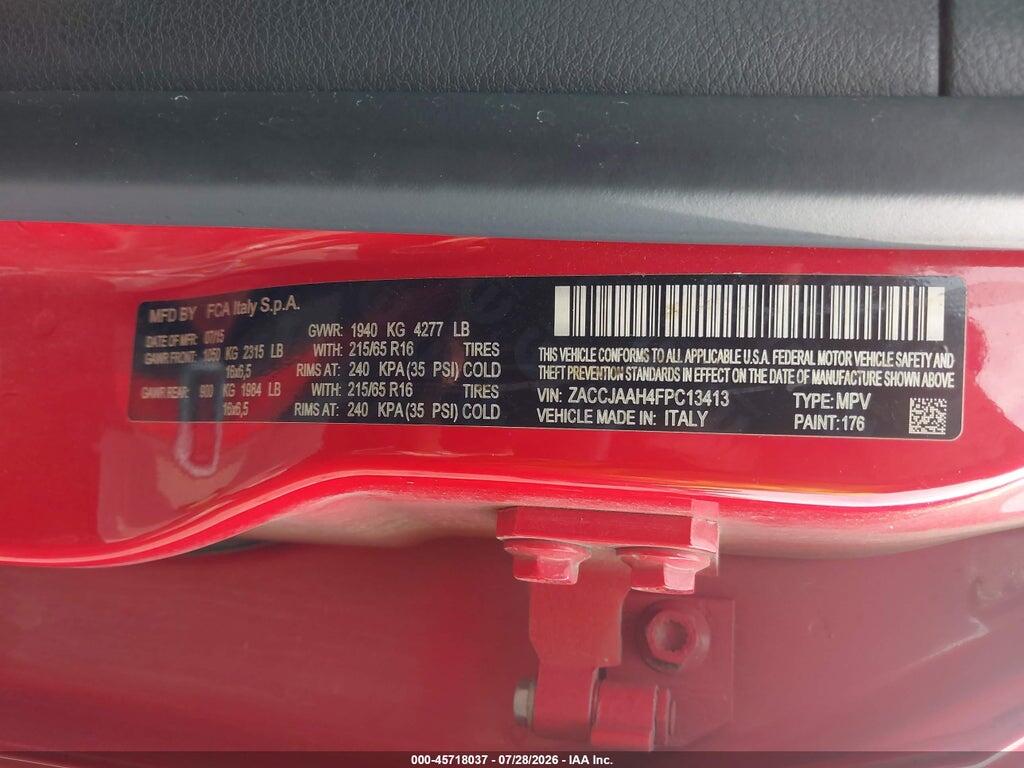 ZACCJAAH4FPC13413 2015 JEEP RENEGADE photo no. 9