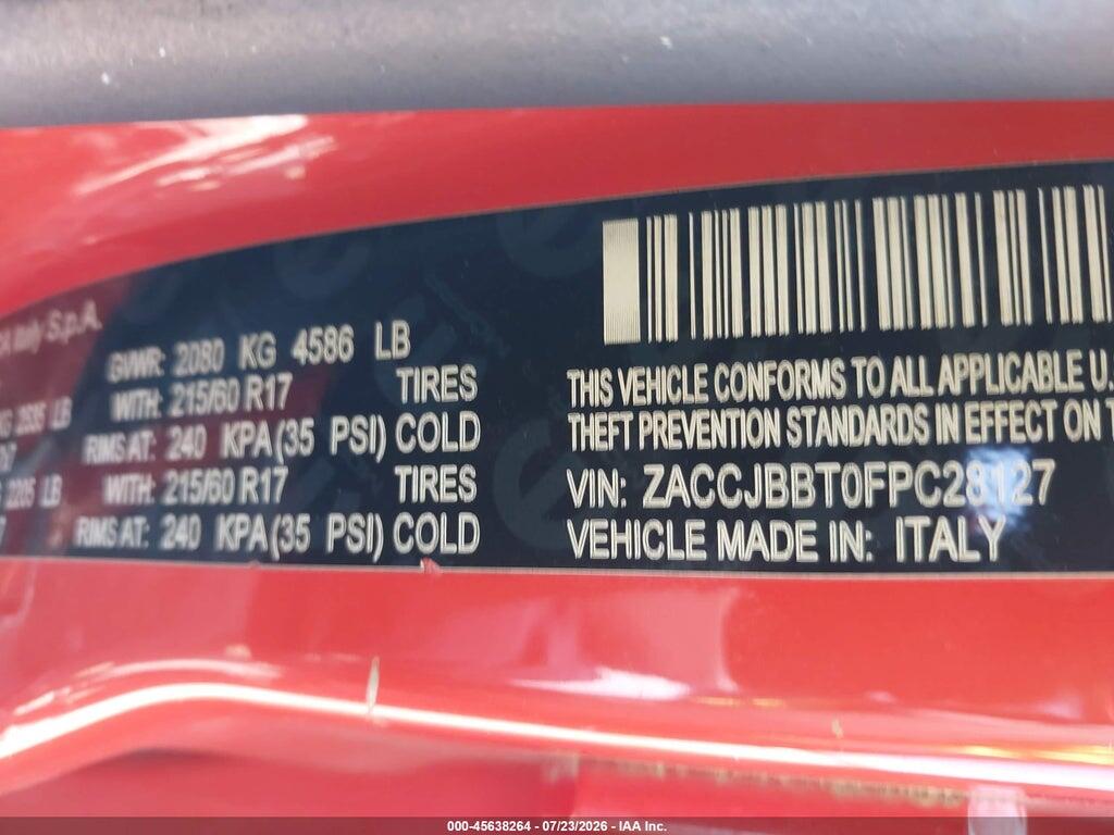 ZACCJBBT0FPC28127 2015 JEEP RENEGADE photo no. 9