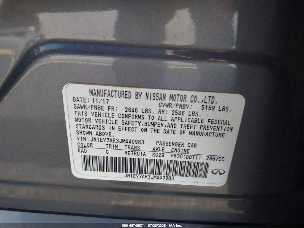 JN1EV7AR3JM440983 2018 INFINITI Q50 photo no. 9