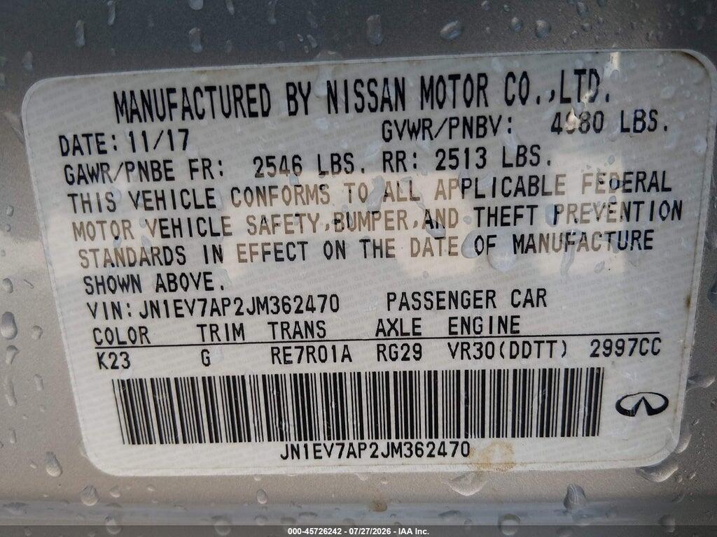 JN1EV7AP2JM362470 2018 INFINITI Q50 photo no. 9