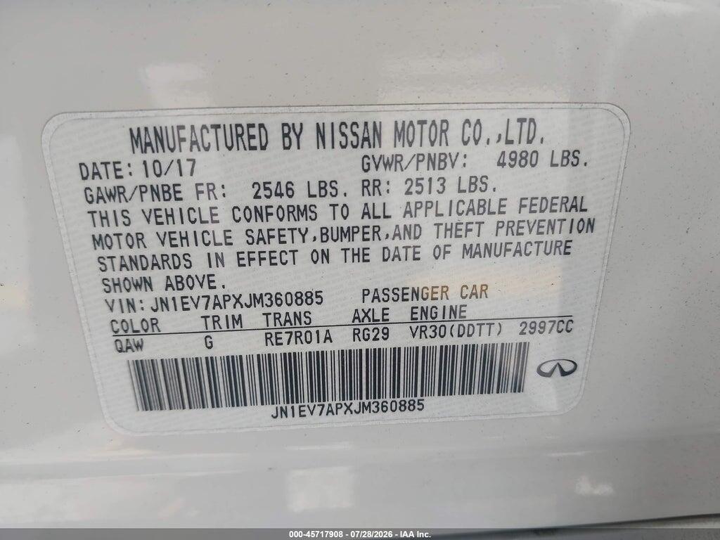 JN1EV7APXJM360885 2018 INFINITI Q50 photo no. 9