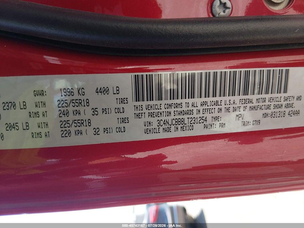 3C4NJCBB8LT231254 2020 JEEP COMPASS photo no. 9