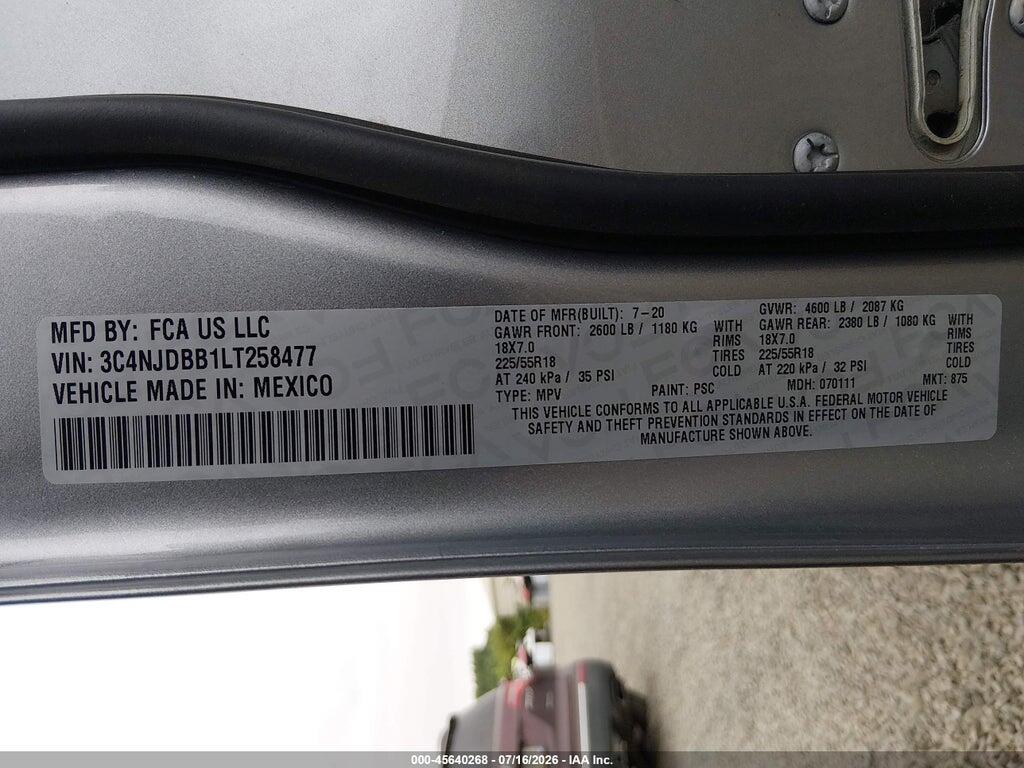 3C4NJDBB1LT258477 2020 JEEP COMPASS photo no. 9