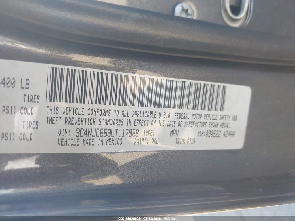 3C4NJCBB9LT117988 2020 JEEP COMPASS photo no. 9