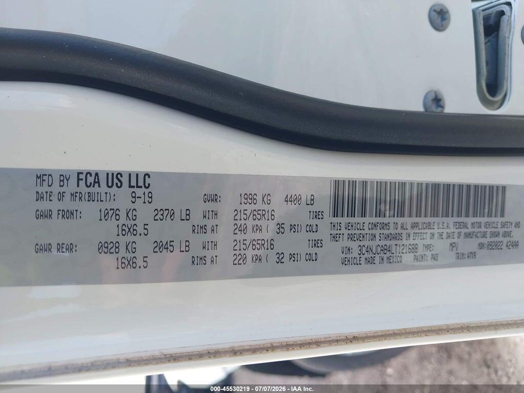 3C4NJCAB4LT121688 2020 JEEP COMPASS photo no. 9