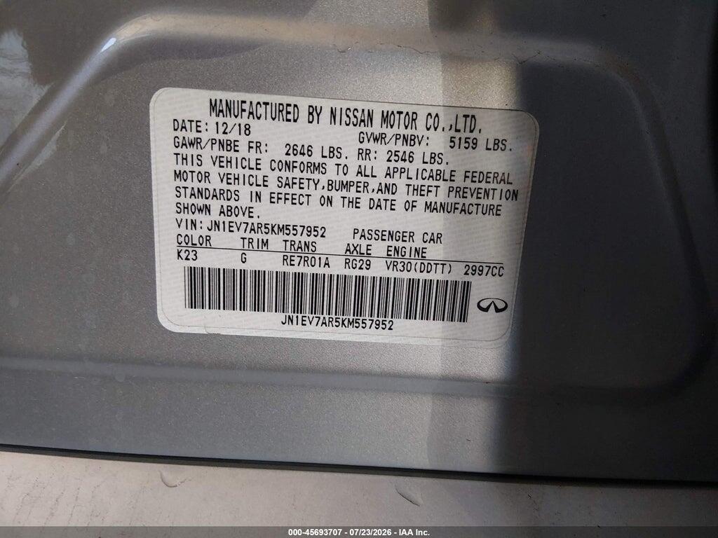 JN1EV7AR5KM557952 2019 INFINITI Q50 photo no. 9