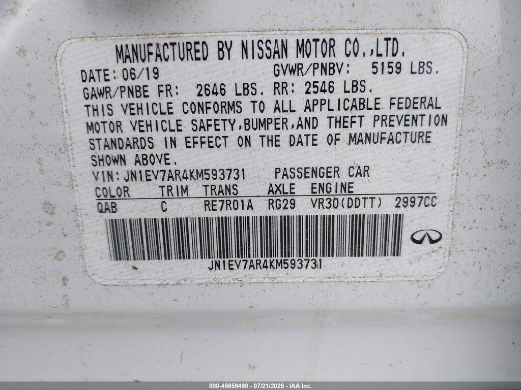 JN1EV7AR4KM593731 2019 INFINITI Q50 photo no. 9
