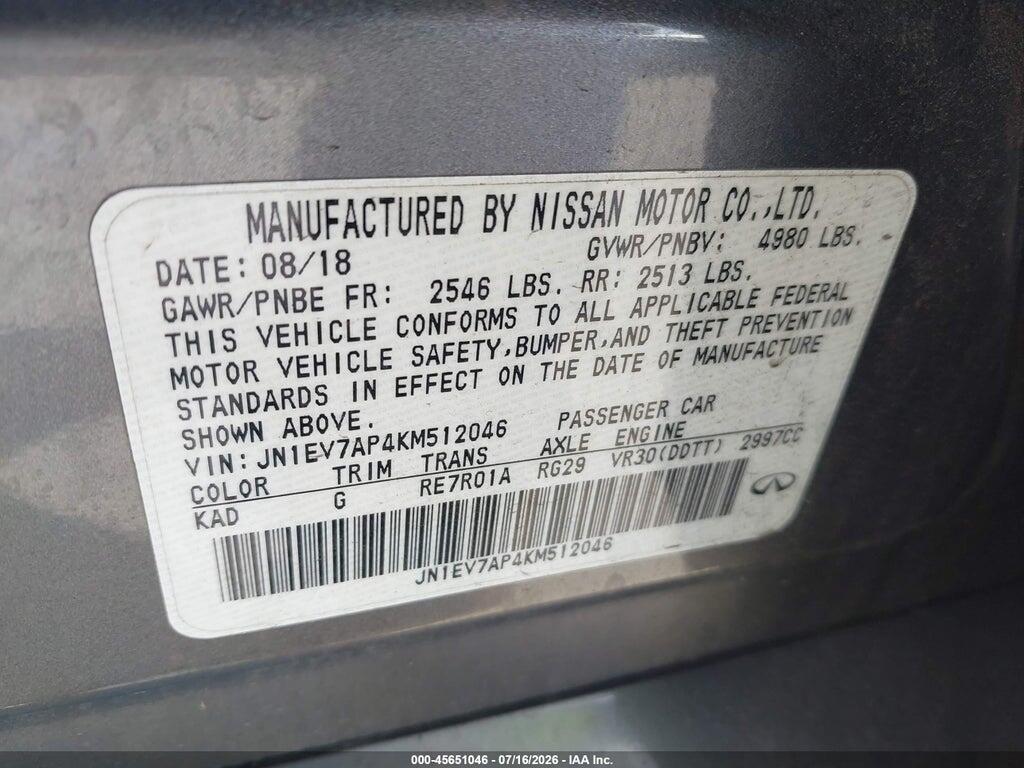 JN1EV7AP4KM512046 2019 INFINITI Q50 photo no. 9