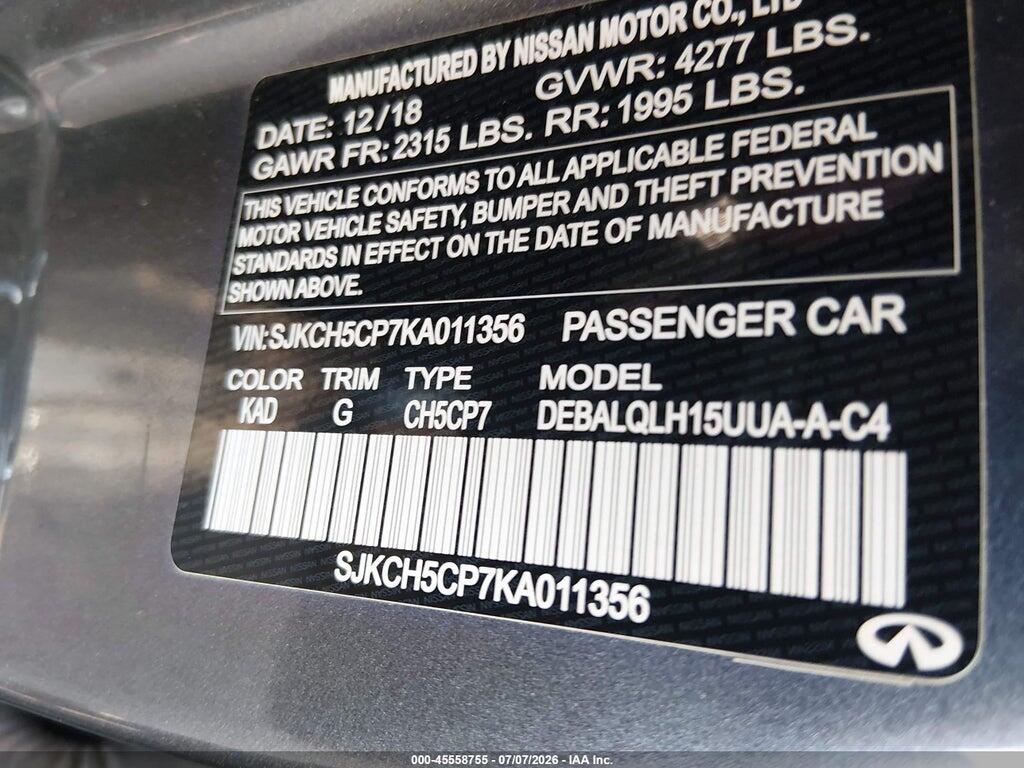 SJKCH5CP7KA011356 2019 INFINITI QX30 photo no. 9