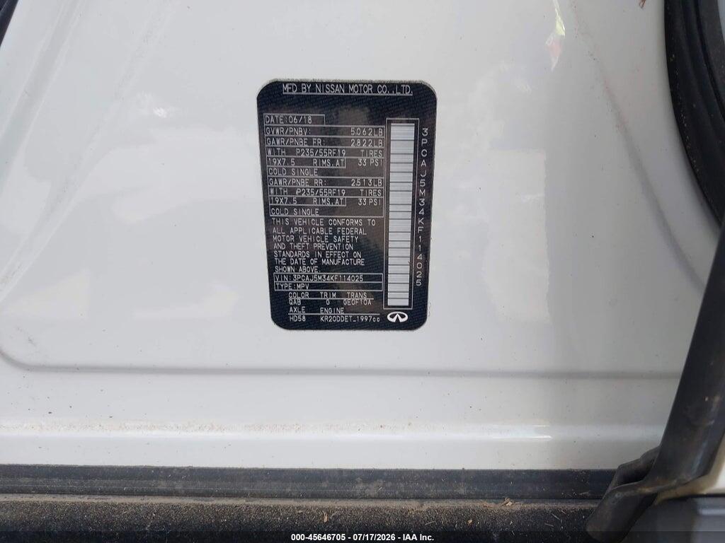3PCAJ5M34KF114025 2019 INFINITI QX50 photo no. 9