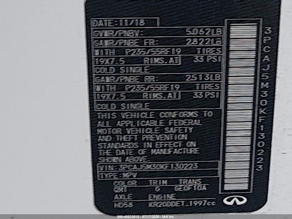3PCAJ5M30KF130223 2019 INFINITI QX50 photo no. 9
