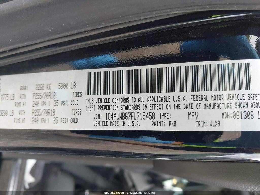 1C4AJWBG7FL715458 2015 JEEP WRANGLER photo no. 9