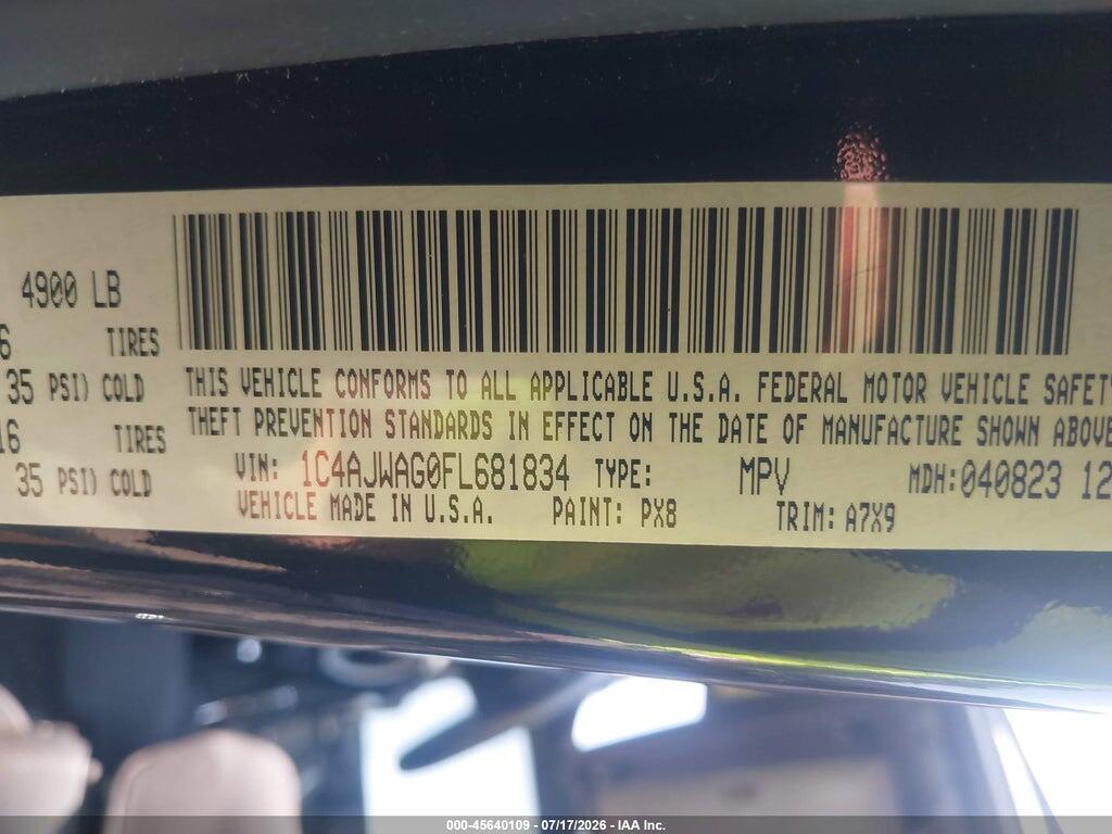 1C4AJWAG0FL681834 2015 JEEP WRANGLER photo no. 9