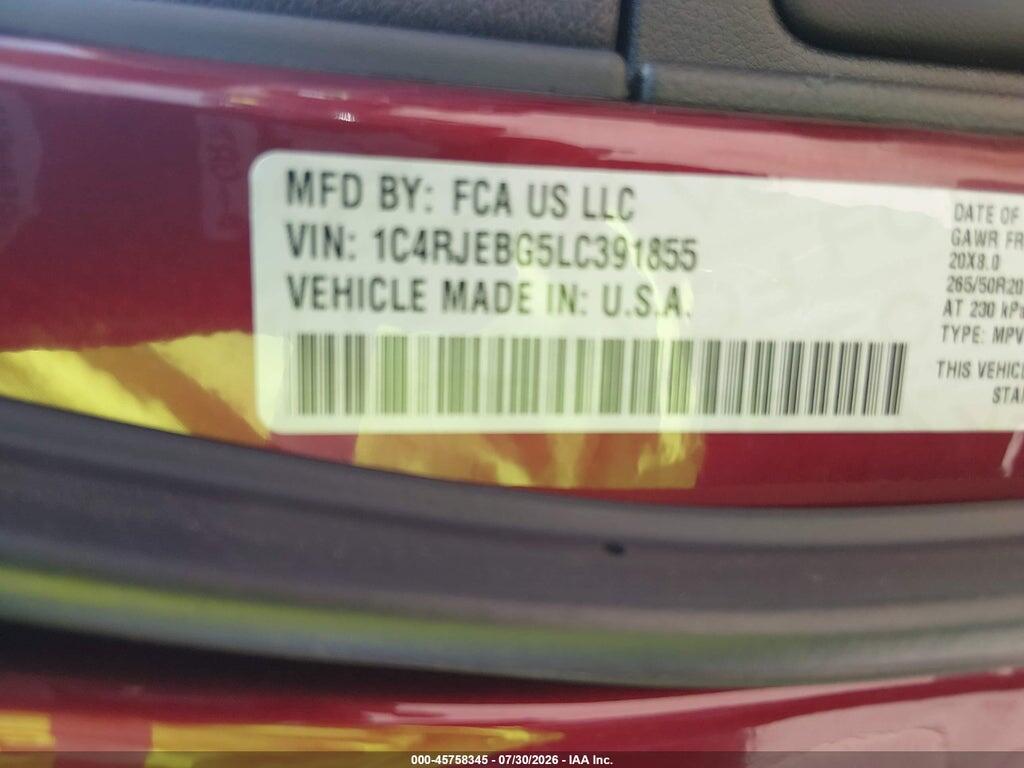 1C4RJEBG5LC391855 2020 JEEP GRAND CHEROKEE photo no. 9