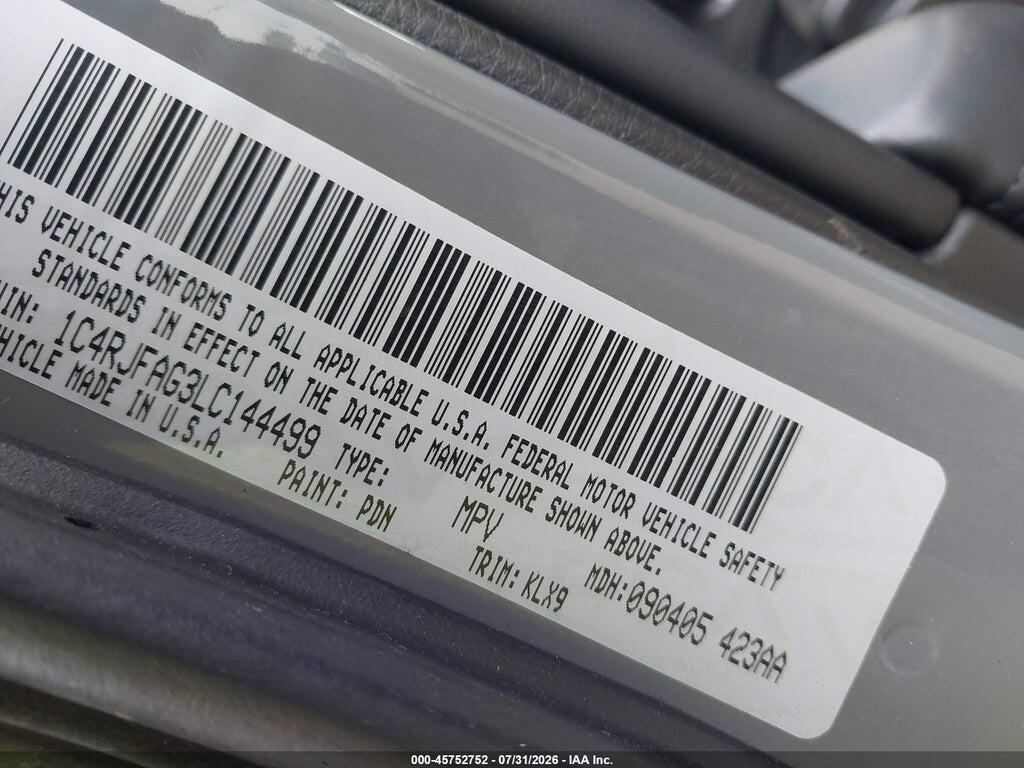 1C4RJFAG3LC144499 2020 JEEP GRAND CHEROKEE photo no. 9
