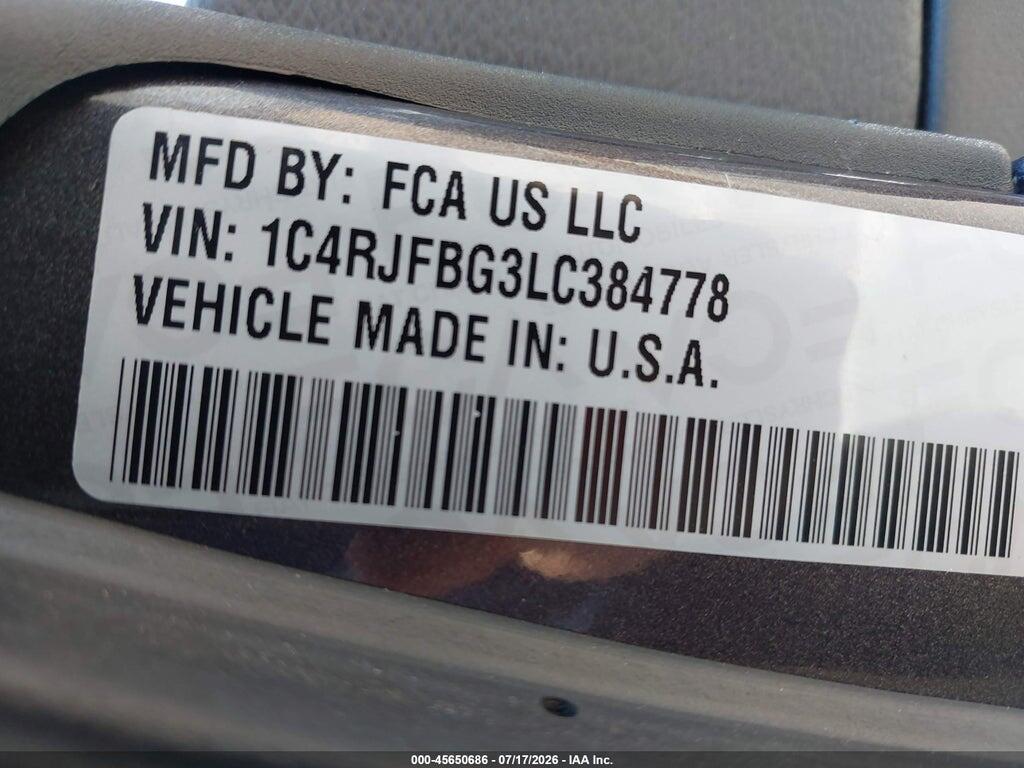 1C4RJFBG3LC384778 2020 JEEP GRAND CHEROKEE photo no. 9