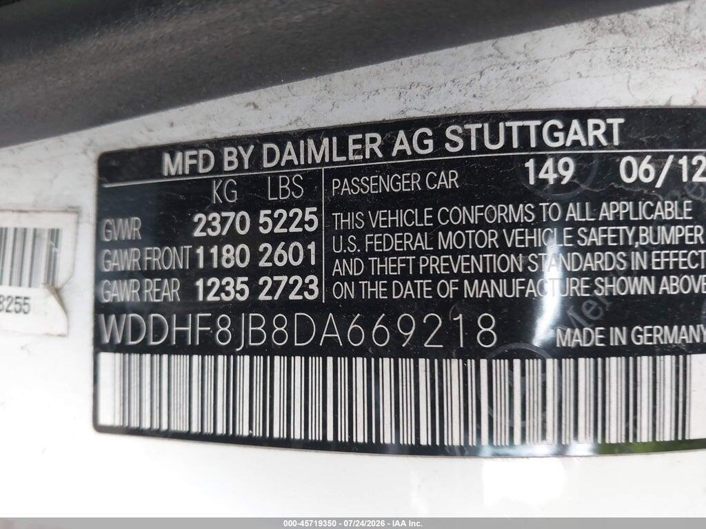 WDDHF8JB8DA669218 2013 MERCEDES-BENZ E 350 photo no. 9
