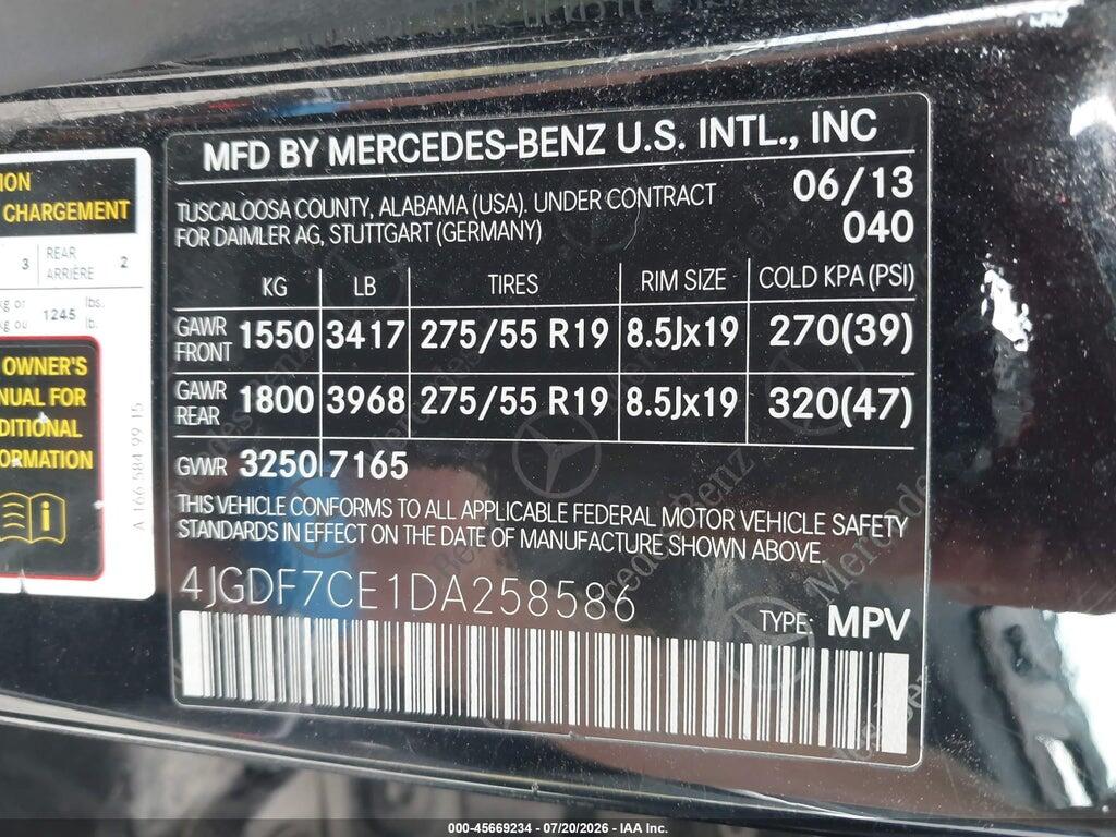 4JGDF7CE1DA258586 2013 MERCEDES-BENZ GL 450 photo no. 9