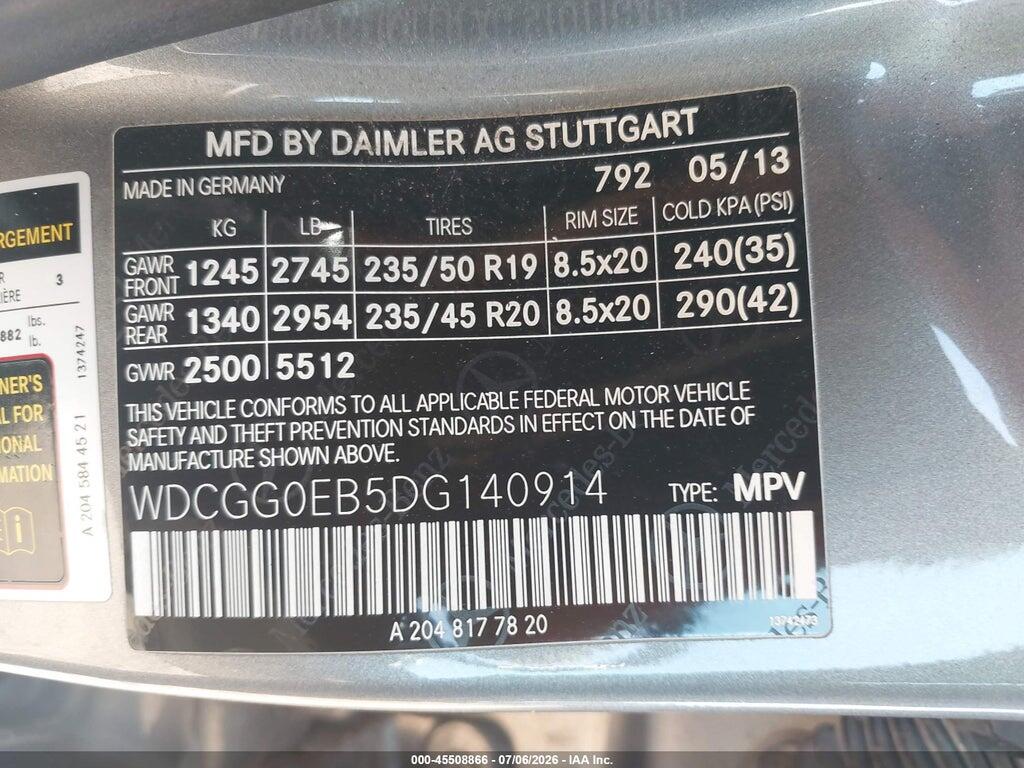 WDCGG0EB5DG140914 2013 MERCEDES-BENZ GLK 250 BLUETEC photo no. 9