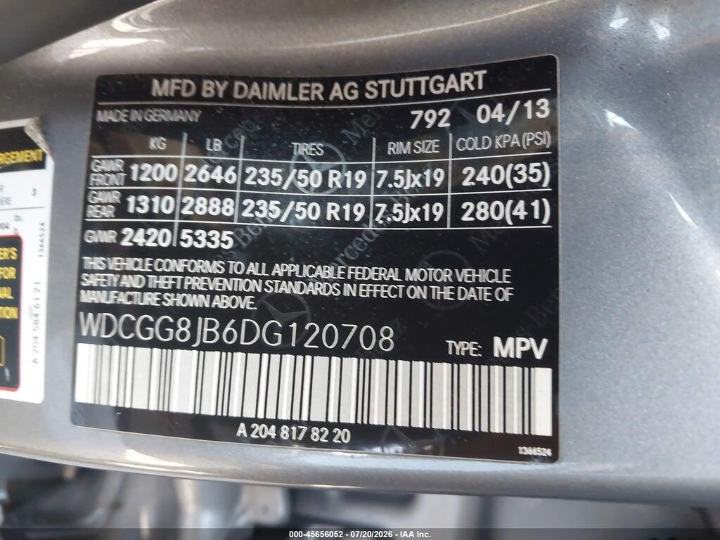WDCGG8JB6DG120708 2013 MERCEDES-BENZ GLK 350 photo no. 9