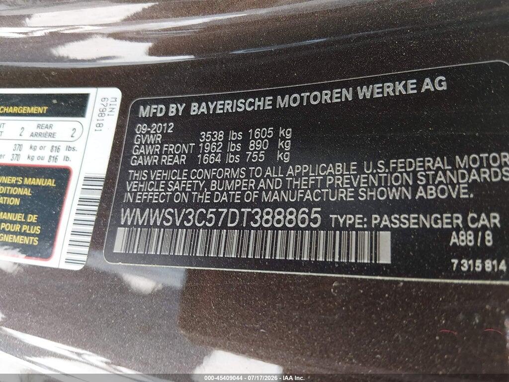 WMWSV3C57DT388865 2013 MINI HARDTOP photo no. 9