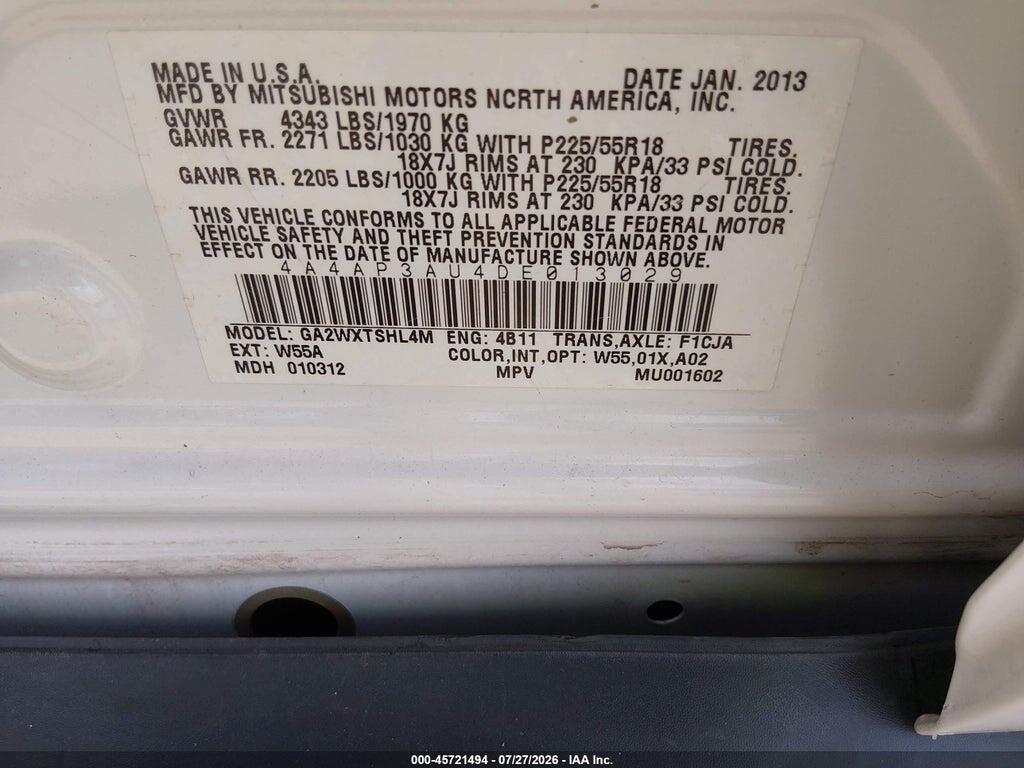 4A4AP3AU4DE013029 2013 MITSUBISHI OUTLANDER SPORT photo no. 9