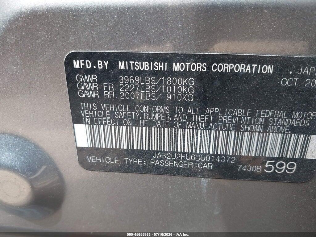 JA32U2FU6DU014372 2013 MITSUBISHI LANCER photo no. 9