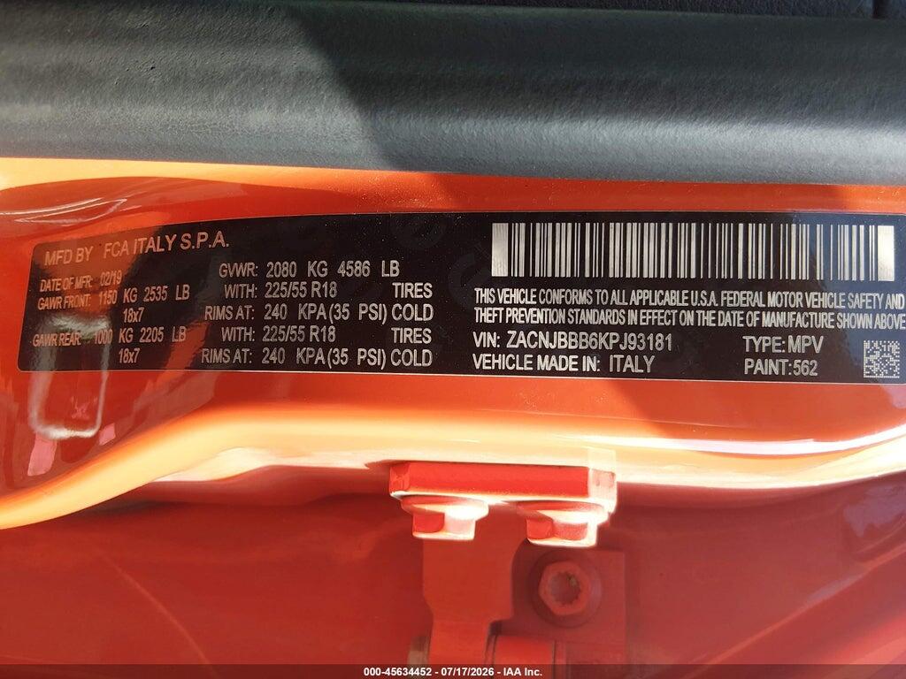 ZACNJBBB6KPJ93181 2019 JEEP RENEGADE photo no. 9