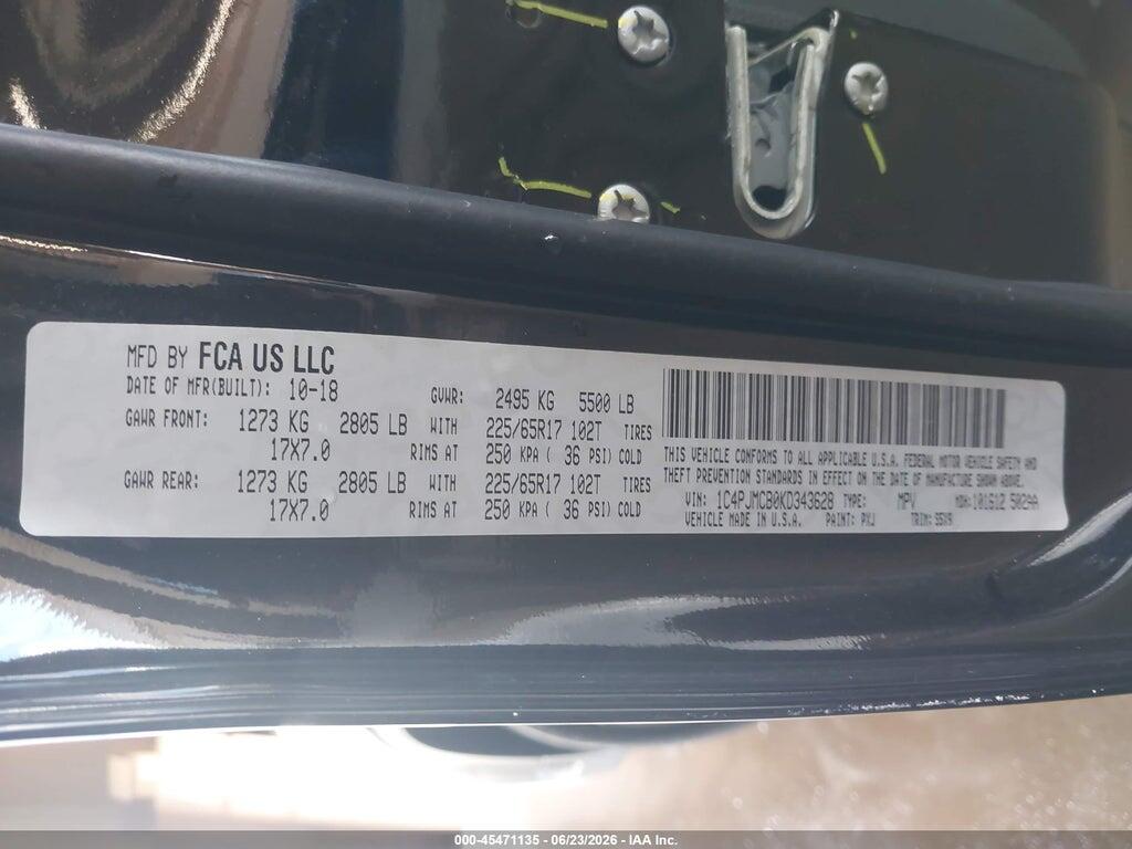 1C4PJMCB0KD343628 2019 JEEP CHEROKEE photo no. 9