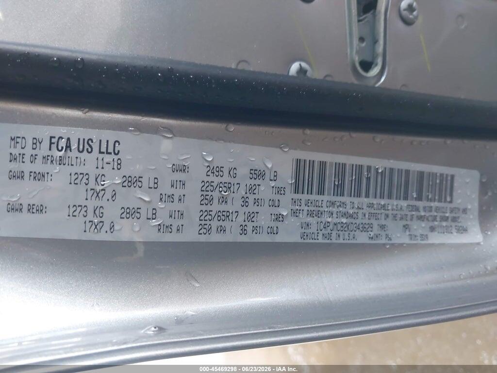 1C4PJMCB2KD343629 2019 JEEP CHEROKEE photo no. 9