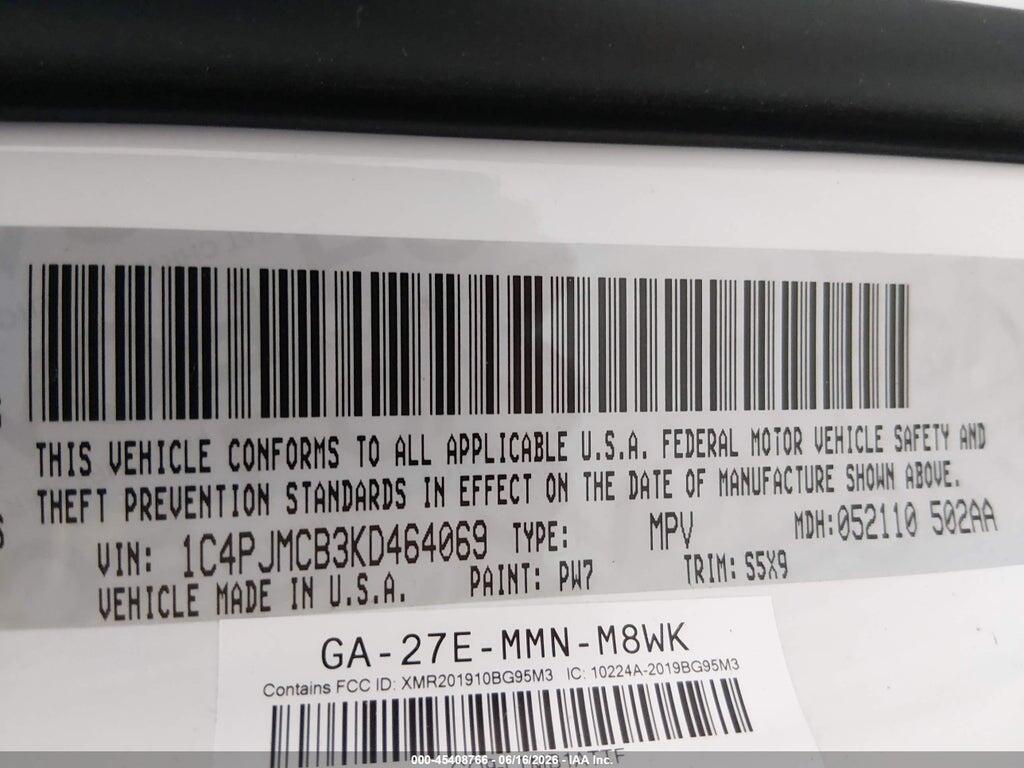 1C4PJMCB3KD464069 2019 JEEP CHEROKEE photo no. 9