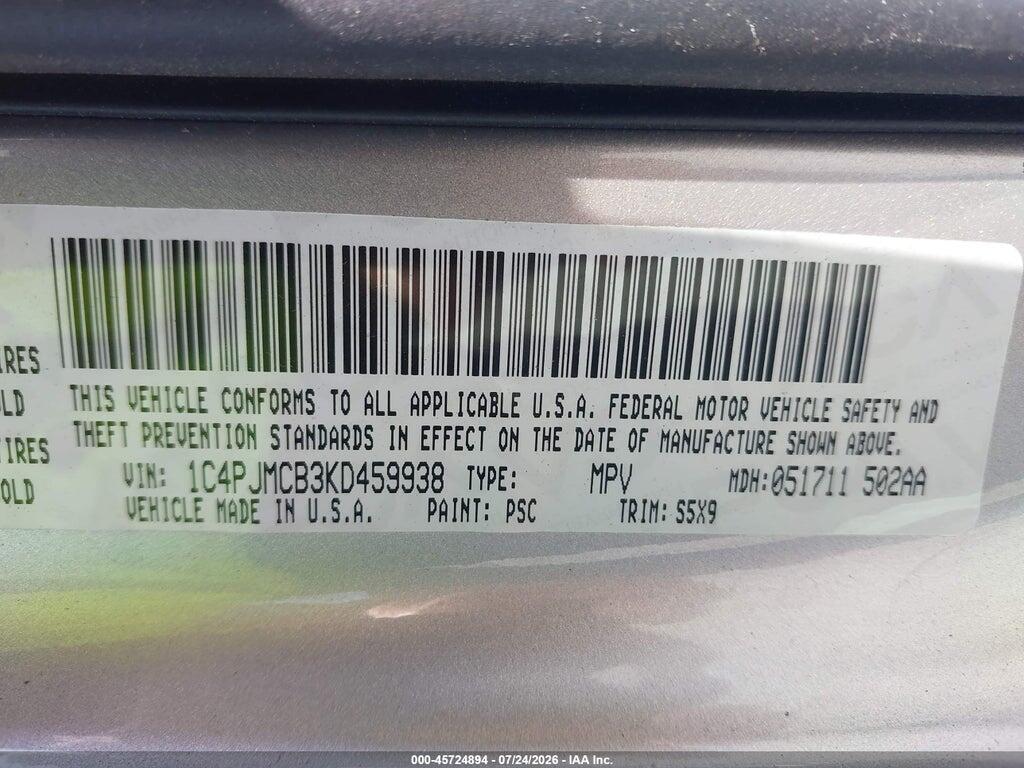 1C4PJMCB3KD459938 2019 JEEP CHEROKEE photo no. 9
