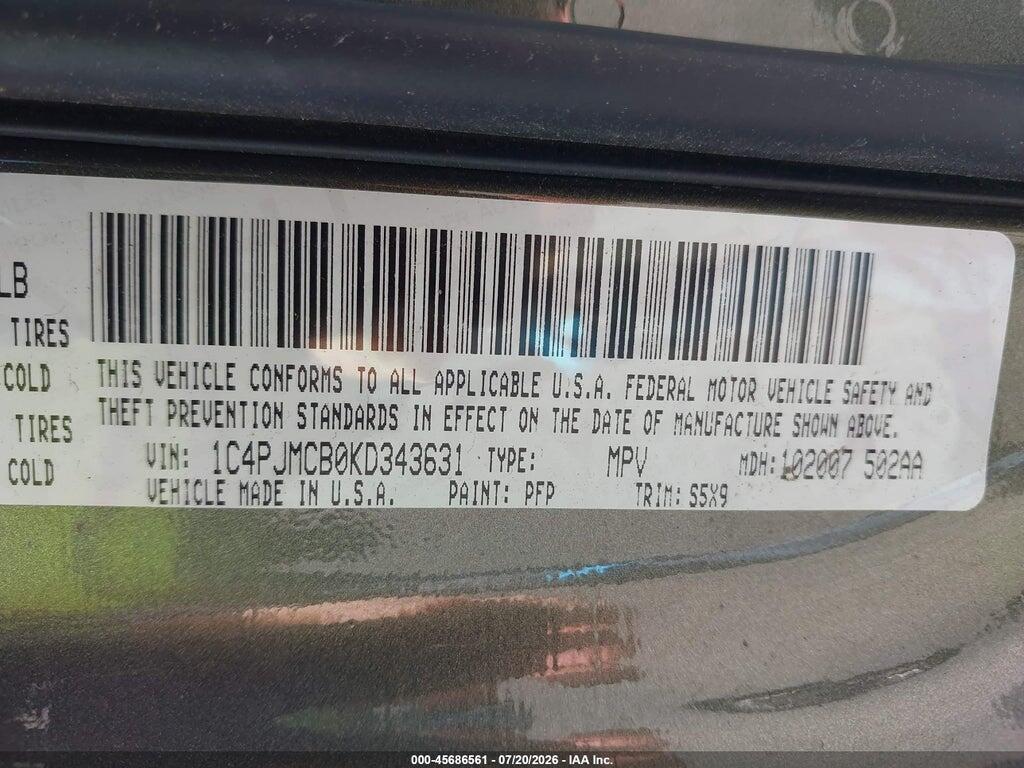 1C4PJMCB0KD343631 2019 JEEP CHEROKEE photo no. 9