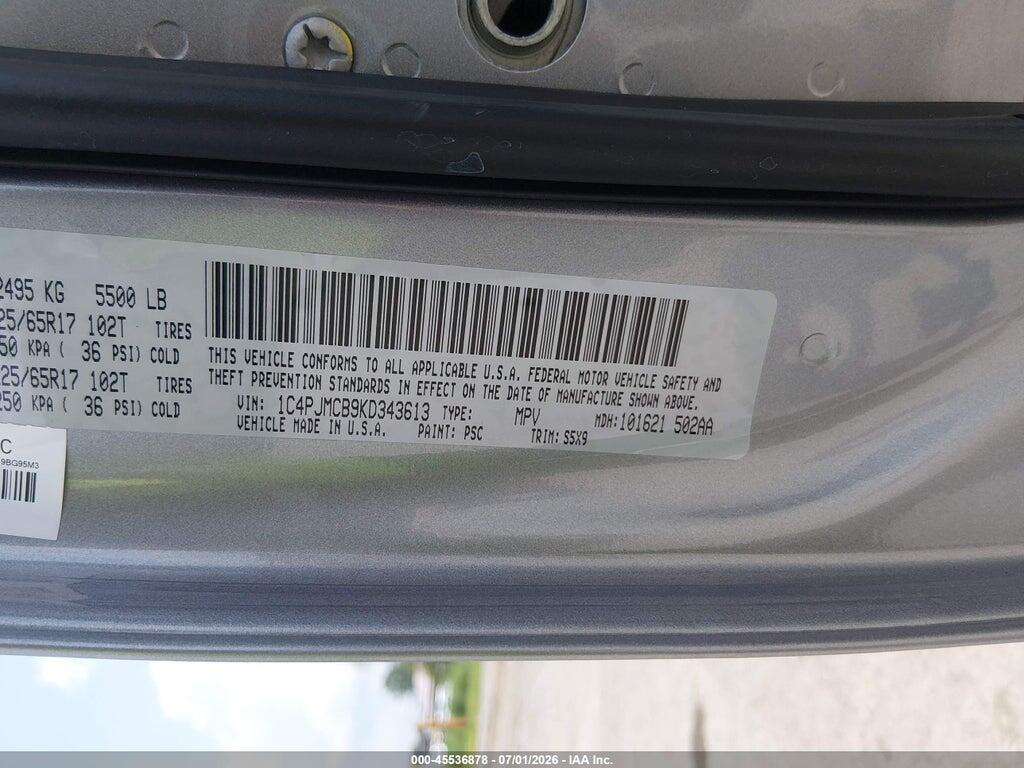 1C4PJMCB9KD343613 2019 JEEP CHEROKEE photo no. 9
