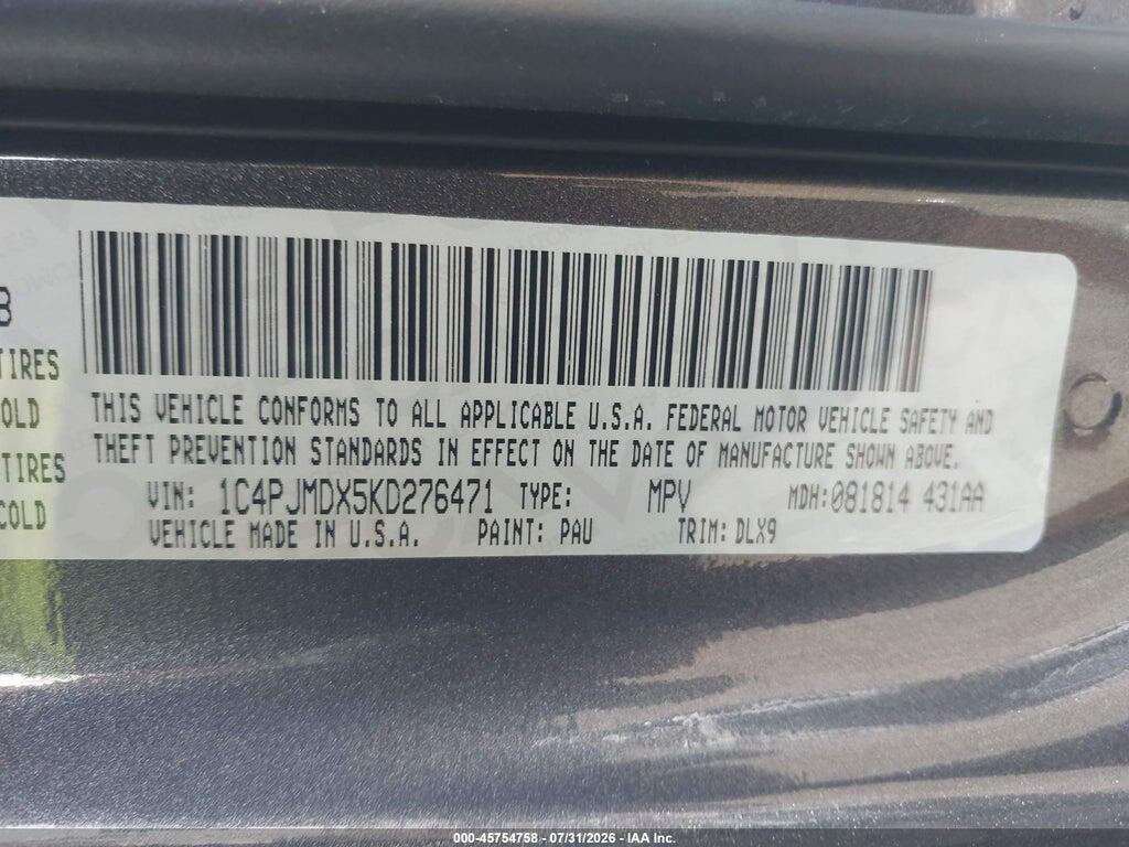 1C4PJMDX5KD276471 2019 JEEP CHEROKEE photo no. 9