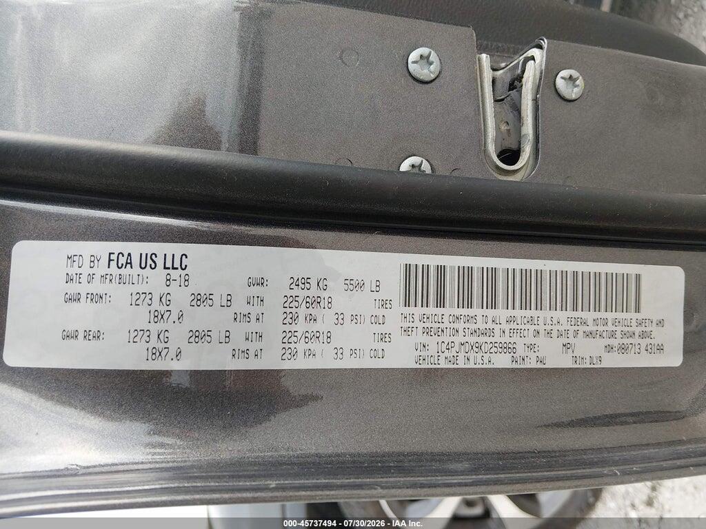 1C4PJMDX9KD259866 2019 JEEP CHEROKEE photo no. 9
