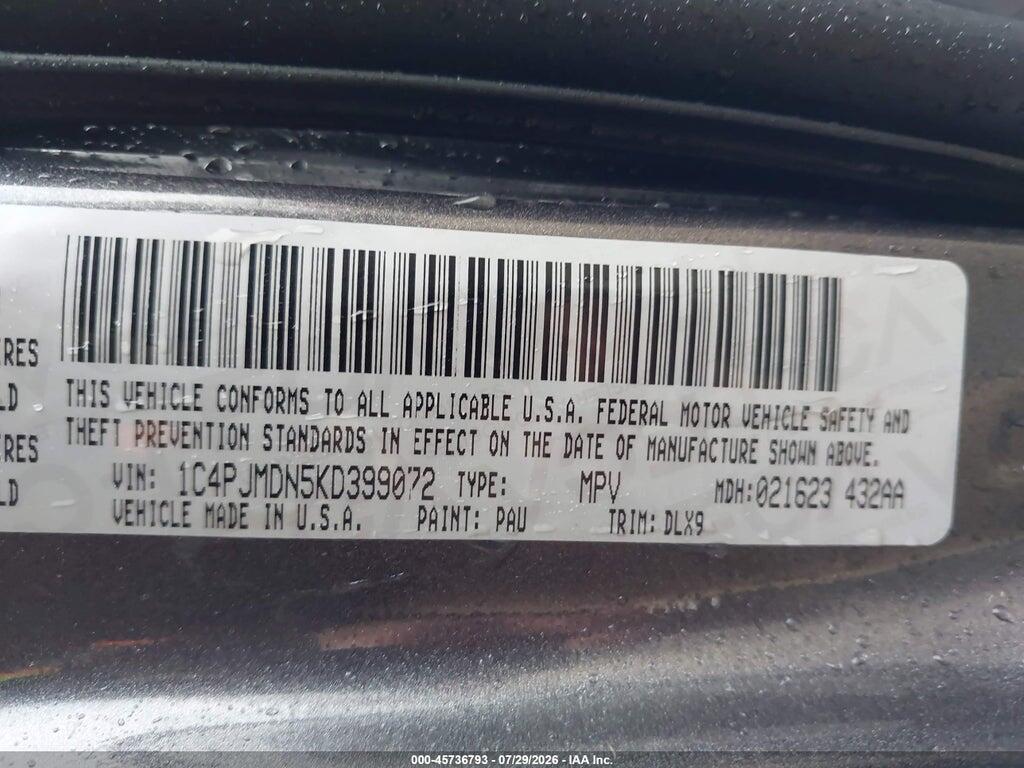1C4PJMDN5KD399072 2019 JEEP CHEROKEE photo no. 9