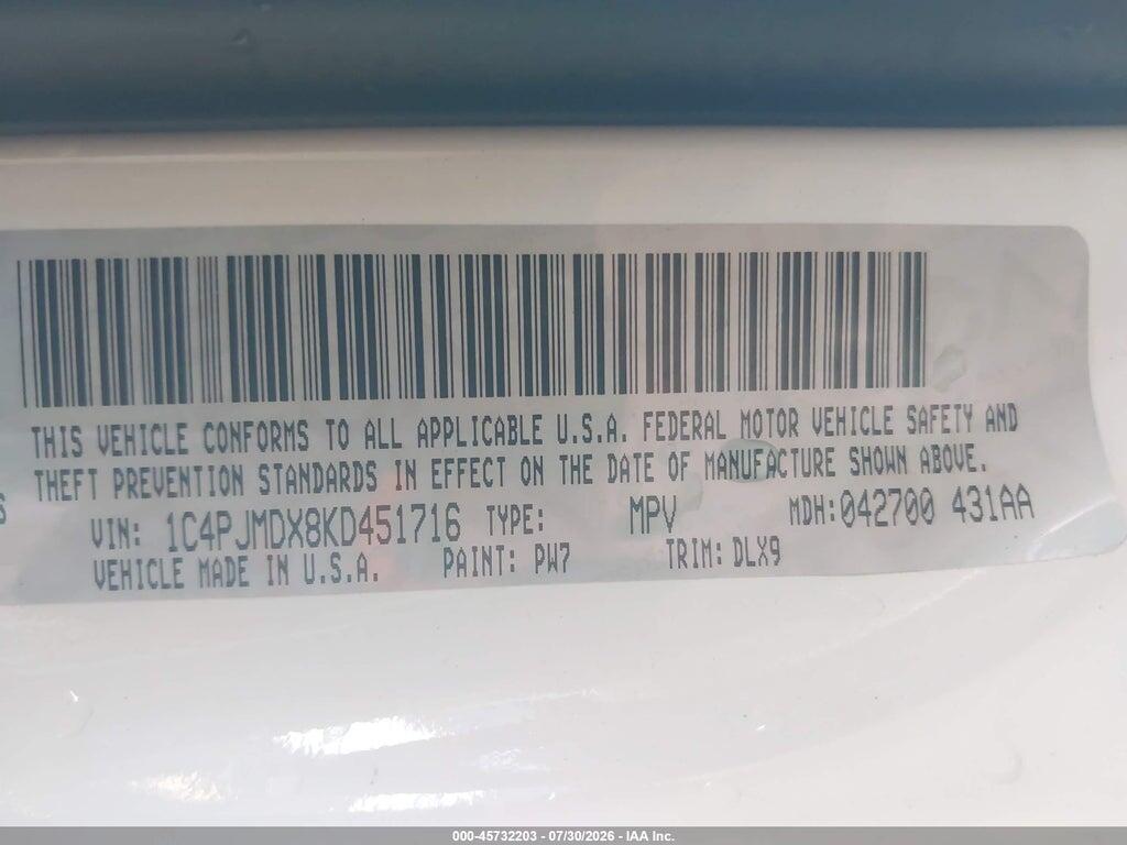 1C4PJMDX8KD451716 2019 JEEP CHEROKEE photo no. 9