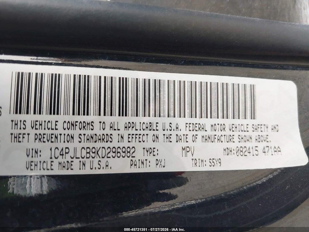 1C4PJLCB9KD296982 2019 JEEP CHEROKEE photo no. 9