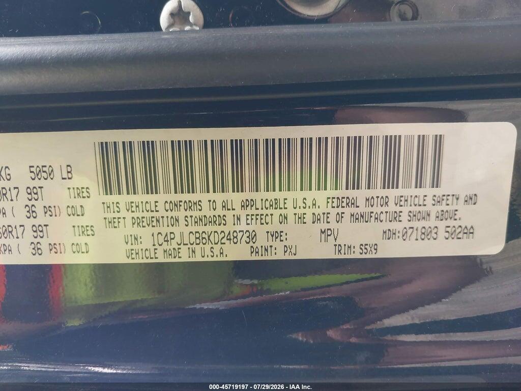 1C4PJLCB6KD248730 2019 JEEP CHEROKEE photo no. 9