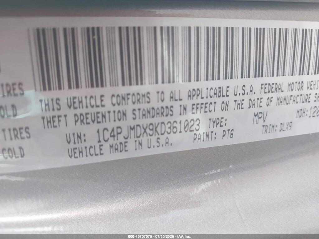 1C4PJMDX9KD361023 2019 JEEP CHEROKEE photo no. 9