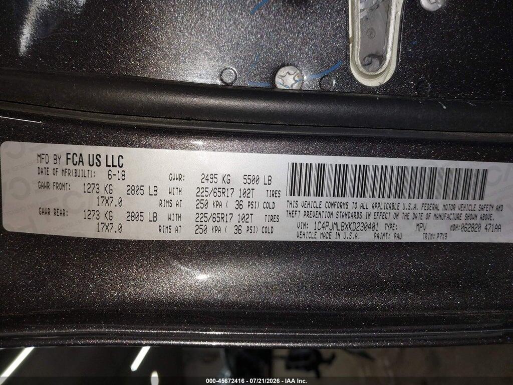 1C4PJMLBXKD230401 2019 JEEP CHEROKEE photo no. 9