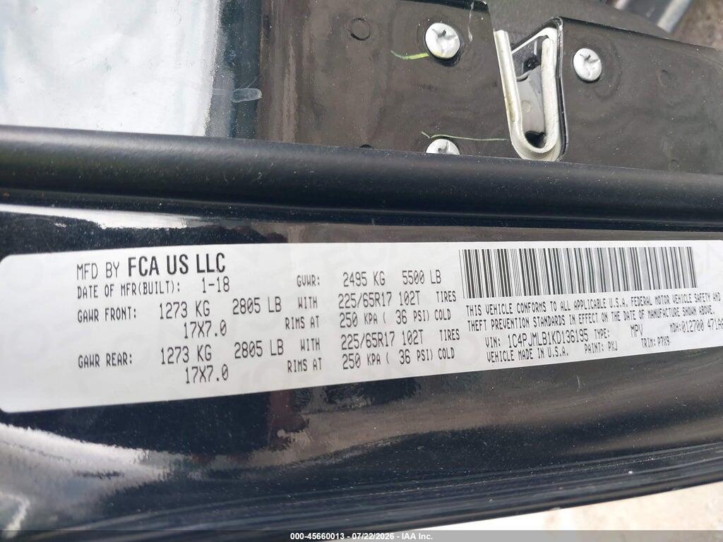 1C4PJMLB1KD136195 2019 JEEP CHEROKEE photo no. 9