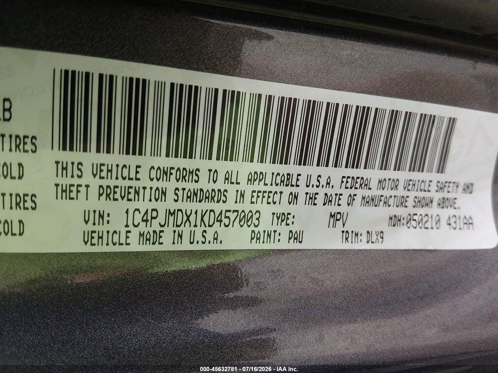 1C4PJMDX1KD457003 2019 JEEP CHEROKEE photo no. 9