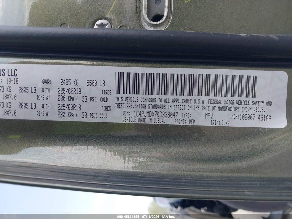 1C4PJMDX7KD338047 2019 JEEP CHEROKEE photo no. 9