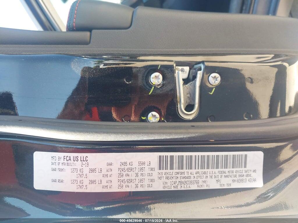 1C4PJMBX2KD393766 2019 JEEP CHEROKEE photo no. 9
