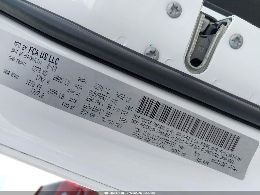 1C4PJLLB7KD266931 2019 JEEP CHEROKEE photo no. 9